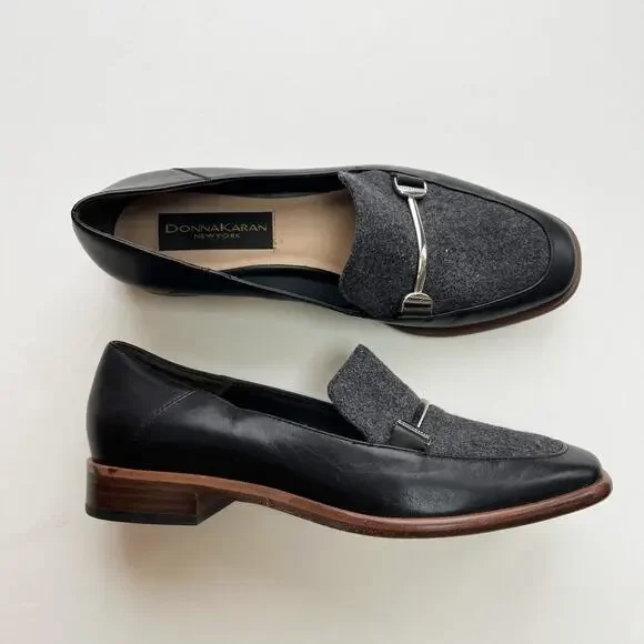 Vintage Donna Karan New York Loafers Wool Leather - Picture 2 of 6